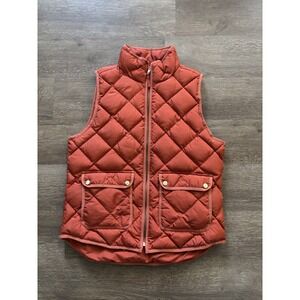 J Crew Vest Womens‎ Small Rust Quilted Down Filled Puffer Preppy Full Zip Jacket